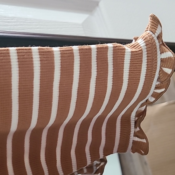 CROFT & BARROW WOMENS BROWN AND WHITE PLUS SIZE STRIPED LONG SLEEVE TOP SIZE XXL - Picture 6 of 12